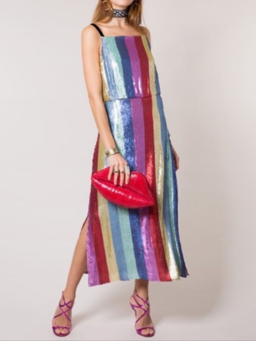 Rixo Tessa Striped Sequin Dress XS
